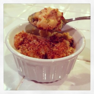 Mmmm...toasty bread crumb topping, flecks of green chile, this mac & cheese is a winner!