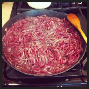 The onions were happier with my red wine selection than I was.
