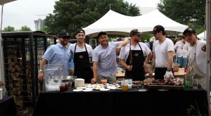 I've pretty much decided I'll eat anything Chef Paul Qui hands me. Here he is with his crew at the Fire Pit.